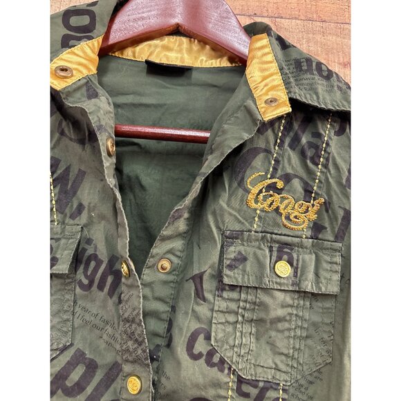 Coogi Womens Olive Green Button-Up Shirt Size S - Picture 2 of 8